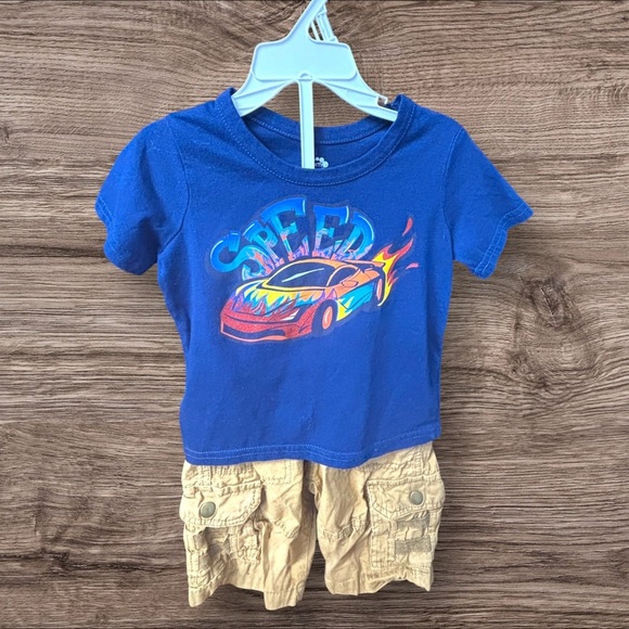 Gumballs 3T Blue Speed Graphic Tee& Cargo Shorts Set. EUC. - Picture 3 of 9
